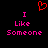Red heart symbol above pink text reading 'I Like Someone' on black background, duplicated side-by-side.