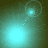 A four- shows a glowing cyan circular object moving along a dotted path against a dark teal background, with a faint circular outline appearing at the start and end positions