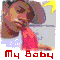 Pixelated image of a person with brown hair and red clothing, holding a hand near the face, with 'My Baby' text below.