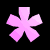 Pink pixelated text and asterisk on black background with gray rectangle at bottom right.