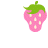 Two pink strawberry icons with green leaves and white seeds, positioned side-by-side above a black smiley face symbol.