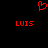 Red pixelated heart symbol above two instances of the text 'LUIS' on a black background.