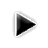 Pixelated triangular play button icon with black fill, white border, and gray gradient background.