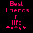 Pixelated pink text "Best Friends" above a small heart symbol and the word "life", with five pink hearts below on black background.