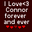 Dark brown background with white pixelated text reading "I Love<3 Connor forever and ever" and five red pixelated hearts below the text.