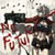 Pixelated image with red and dark shapes on a light background, featuring stylized text and abstract forms.
