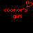 Red pixelated text 'coonor's girl' with a heart symbol above the left instance on black background.