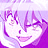 Pixelated anime-style character with lavender hair and closed eyes, displayed in a of showing text variations above each instance