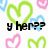 Pixelated heart-shaped outlines in green, blue, and pink surround fragmented text reading 'y here?' and 'im so much better' on a white background.