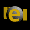 Yellow 3D letters with gray spheres on black background, arranged in four showing sequential rotation of each letter