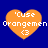 Four orange hearts on blue background with white text 'Cuse Orangemen <3' in pixelated font, two hearts slightly blurred.