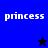 Four display the word 'princess' in white pixelated text over blue and black backgrounds with a star symbol changing from black to blue