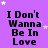 Purple background with repeated black text "I Don't Wanna Be In Love" and scattered white stars, one gray rectangle in bottom-right corner.