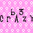 Pink background with white circular patterns and black text repeating 'CRAZY' in a distorted, pixelated style.