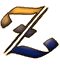 A stylized letter Z formed by overlapping musical notes with a golden top note and blue bottom note against gray background.