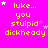 A bright pink background displays repeated yellow text reading 'luke... you stupid dickheady' with scattered white and light purple stars.