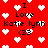 Red background with white pixelated hearts and repeated black text reading "I Love Katie Lynn <33" in a pattern