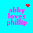 A bright cyan background displays four identical text blocks reading 'abby loves phillip' in pink pixelated font, each with a distinct red pixel art symbol above it.