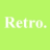 Pixelated white text 'Retro.' on a solid light green background with no additional elements.