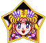 Pixelated anime-style character portraits in star-shaped frames with varied border colors and expressions, some showing partial or full views.