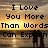 Pixelated text reads "I Love You More Than Words Can Explain" over a gradient background with brown and yellow tones.