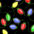 A contact sheet of five animated frames showing colorful Christmas lights strung on green wire against a black background, with no visible text or characters.
