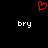 Red pixelated heart symbol above two white 'bry' text instances on black background.