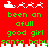 Red background with green text and white pixel art of Santa's sleigh pulled by reindeer, showing two animation states where the sleigh moves slightly left to right.