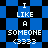 Blue and black checkered background with white text reading "I LIKE A SOMEONE <3333" in pixelated font, displayed across two animated states.