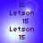 Pixelated text 'Letson' and number '15' repeated in a pattern on a blue gradient background with light effects