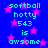 Blue background with pink stars and cyan text reading "softball hotty 543 is awsome" in pixelated font.