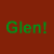 Green text on a red background with a Starbucks Coffee logo at the bottom left, featuring repeated mentions of 'Glen' and related phrases.