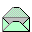 Pixelated green envelope icons in various states of opening and closing, with one icon displaying the text 'EMAIL' below.