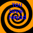 Four identical orange and black spiral patterns with blue text reading "You Love Nejod" arranged in a on a solid background