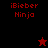 Red and black pixelated icon with 'iBieber Ninja' text and star symbols, featuring a static design with two distinct star positions.