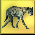 Animated sequence of a spotted hyena walking left to right across yellow background, with visible text fragments in purple.