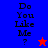 Blue and red background split with 'Do You Like Me?' text and star symbols changing color between frames.
