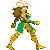 Pixel art character in green and gold armor walking left to right across with consistent pose changes