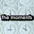 Static image with light blue patterned background featuring repeated clock faces, displaying two text elements: "The moments" on the left and "after" on the right.