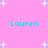 Pink background with white star shapes and cyan text reading "Lauren" in four positions.