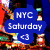A static buddy icon with four distinct text-based sections: blue 'NYC Saturday' with heart, black 'With A best Tarynn<3', black 'Shopping in the City', and a blank gray section.