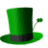 Green top hat with black band and small green clover on brim, displayed in a of identical static images