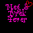 Pixelated text 'Med & Mel' with a red heart symbol above the ampersand on left, and identical text without the heart on right.