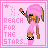 Pixel art icon with pink border showing a character in pink outfit holding a wand, next to text "REACH FOR THE STARS..." on light pink background.