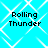 A static image with a bright cyan background featuring white geometric lines forming diamond shapes, overlaid with four identical text blocks reading "Rolling Thunder" in black pixelated font.