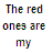 Pixelated text and a red bear icon on white background; text reads 'The red ones are my' with multicolored pixelation, right side shows 'Favorite' in black.