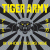 Static pixel art icon featuring bold yellow text "TIGER ARMY" above a stylized tiger head with glowing eyes, surrounded by radiating black and yellow stripes on a gray background.