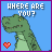 A 4x3 contact sheet of pixel art frames showing a green dinosaur mascot with changing expressions and text, set against a blue background with red heart symbols.