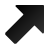 Black arrow pointing diagonally up-right on solid light gray background, rendered with pixelated edges and gradient shading.
