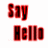 A 4-frame contact sheet of an animated AIM buddy icon featuring red text and a pixelated image of a man in a suit holding a gun, with the phrase "Say Hello To My Little Friend!" displayed across frames.